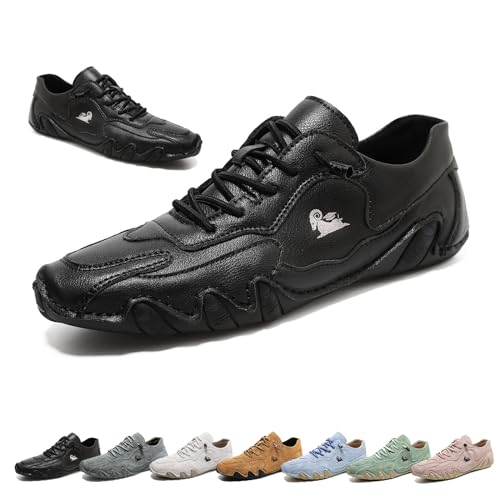 Handgemachte Niedrige Beck Schuhe, Damen Outdoor Wasserdicht Rutschsichere Leichtgewichtige Atmungsaktive Casual Flache Unterseite Slip-On Komfortable Barfußwanderschuhe(Schwarz,41 EU) von LOVEWLVNCL