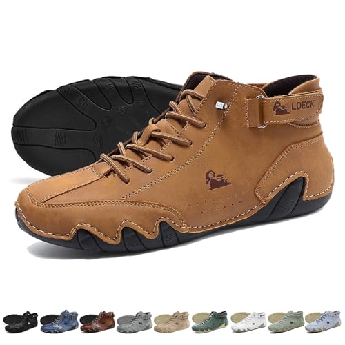Handmade Suede High Boots - Outdoor Unisex beck Shoes Explorer Waterproof Lightweight Chukka Boots Non-Slip Breathable Casual Sneakers for Walking Hiking Camping & Driving (Color : Braun, Size : 39 von LOVEWLVNCL