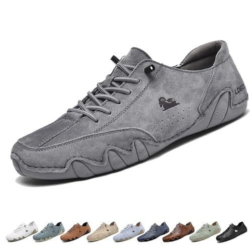 Handmade Suede High Boots - Outdoor Unisex beck Shoes Explorer Waterproof Lightweight Chukka Boots Non-Slip Breathable Casual Sneakers for Walking Hiking Camping & Driving (Color : Gray low top, Siz von LOVEWLVNCL