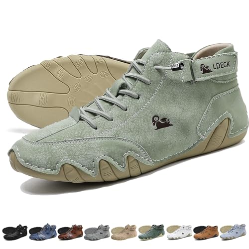 Handmade Suede High Boots - Outdoor Unisex beck Shoes Explorer Waterproof Lightweight Chukka Boots Non-Slip Breathable Casual Sneakers for Walking Hiking Camping & Driving (Color : Light green, Size von LOVEWLVNCL