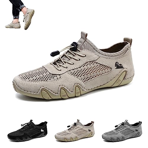 LOVEWLVNCL Atmungsaktive Mesh-Trail-Schuhe for Herren, Sommer, Outdoor, lässig, rutschfest, leicht, Wanderschuhe, Wanderschuhe for Fahren, Wandern, Spazierengehen (Color : Khaki, Size : EU 43) von LOVEWLVNCL