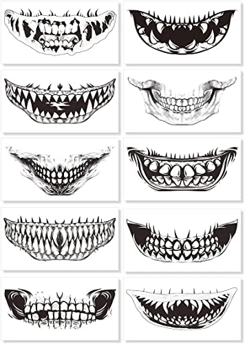 Halloween Tattoos, 10 Blatt Halloween Mund Tattoos Halloween Kostüm Kinder Damen Tattoos, Halloween Tattoo Aufkleber, Halloween Deko Horror Tattoos Aufkleber für Halloween Party Karneval Make Up Halloween Tattoos, 10 Blatt Halloween Mund Tattoos Halloween Kostüm Kinder Damen Tattoos, Halloween Tattoo Aufkleber, Halloween Deko Horror Tattoos Aufkleber für Halloween Party Karneval Make Up von LOVEXIU