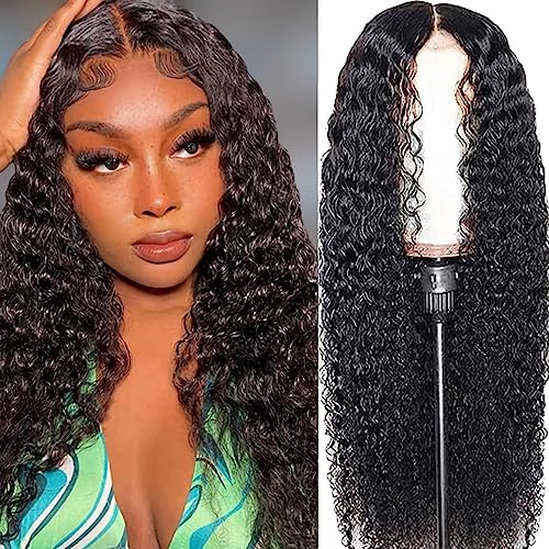 LOVFIR Human Hair Wigs for Women 4x4 Transparent Lace Front Wigs Human Hair Curly Wigs for Women Brazilian Virgin Human Hair Middle Part 150% Density Brazilian Wigs Human Hair 18 Inch von LOVFIR