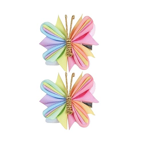 LOVIVER 2 Stück Schmetterlings-Haarspangen, Haar-Styling-Zubehör, Zöpfe, Damen und Mädchen, leichte Haarnadeln für Hochzeitsgeschenke, Feiertage, Gelb-Rosa mit Gewinde von LOVIVER