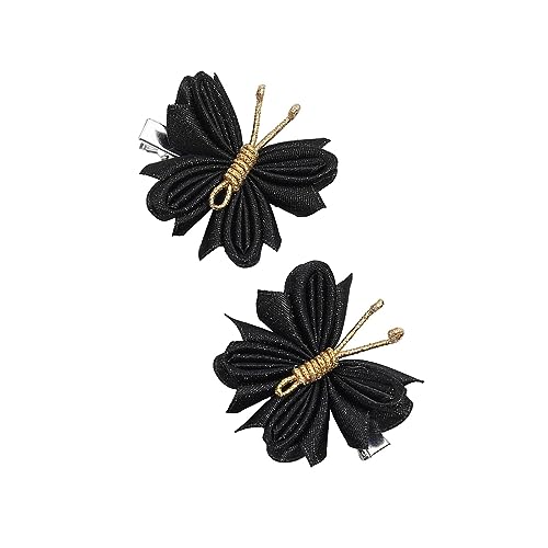 LOVIVER 2 Stück Schmetterlings-Haarspangen, Haar-Styling-Zubehör, Zöpfe, Damen und Mädchen, leichte Haarnadeln für Hochzeitsgeschenke, Feiertage, Goldfaden Schwarz von LOVIVER