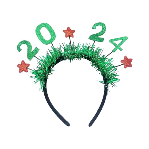 LOVIVER 2024 Frohes Neues Jahr Stirnband Kopfschmuck Foto Requisiten Frau Kopfbedeckung Hairhoop für Karneval Party Favors Urlaub Cosplay Kostüm, Grün von LOVIVER