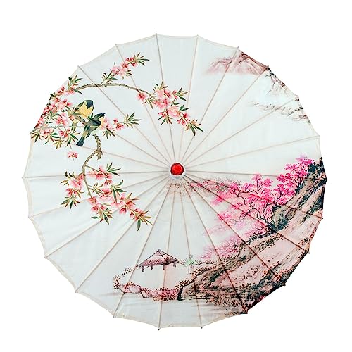 LOVIVER 32" chinesischer Regenschirm aus geöltem Papier, Regenschirm aus Seidenstoff für Frauen, klassischer Tanzschirm für Kostüme, Partys, Stil b von LOVIVER