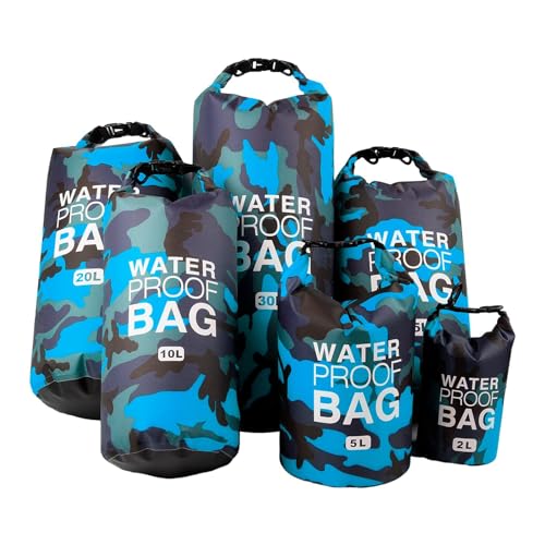 LOVIVER 6 x wasserdichte Trockentaschen, 2 l, 5 l, 10 l, 15 l, 20 l, 30 l, Trockenaufbewahrungstasche für Damen und Herren, für Kajak, Segeln, Angeln, Kanu, Hellblau von LOVIVER