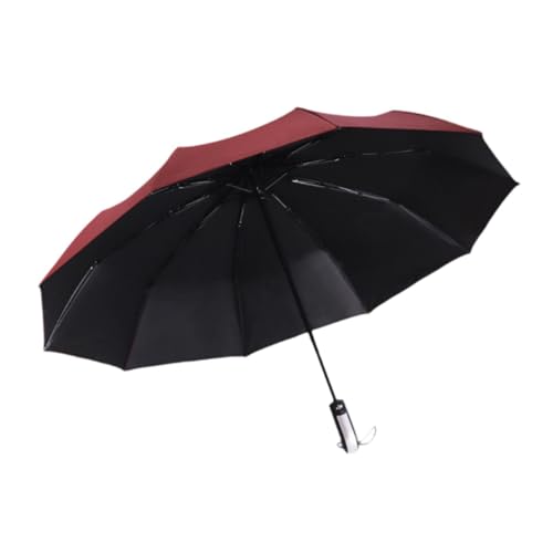 LOVIVER Automatischer Taschenschirm, Dreifach Faltbarer Regenschirm, Vielseitiger Faltbarer Reiseschirm für Regen, Sommerausflüge, Outdoor-Wanderungen, Rot von LOVIVER