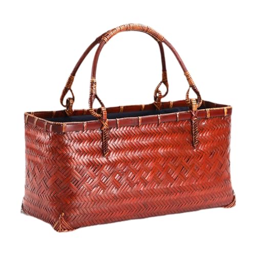 LOVIVER Bambusgewebte Einkaufstasche. Klassisch-Elegante Strandtasche für Sommerurlaub, Strandarbeit, Style B von LOVIVER