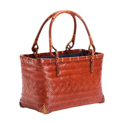 LOVIVER Bambusgewebte Einkaufstasche. Klassisch-Elegante Strandtasche für Sommerurlaub, Strandarbeit, Style C von LOVIVER