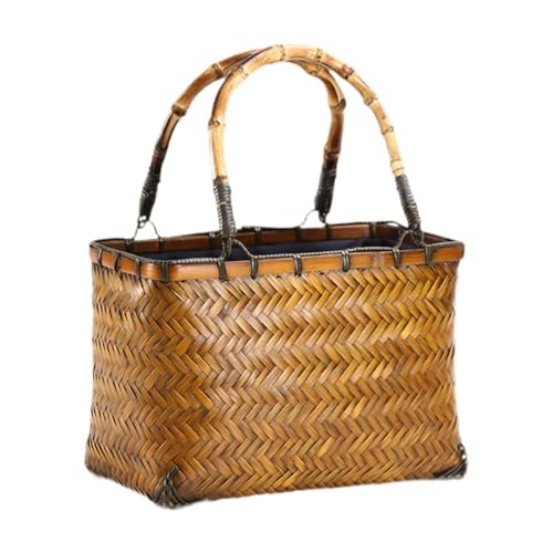 LOVIVER Bambusgewebte Einkaufstasche. Klassisch-Elegante Strandtasche für Sommerurlaub, Strandarbeit, Style E von LOVIVER