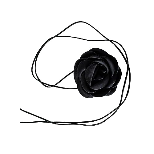 LOVIVER Blumen-Rosen-Halsketten, romantisches Kleid, Schmuckzubehör, modische florale Halskette, elegante Halskette für Braut, Party, Festival, Frauen, Schwarz von LOVIVER