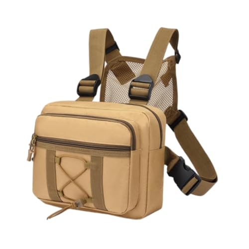 LOVIVER Chest Rig Bag Brustrucksack Rucksack Radfahren Atmungsaktive Weste Front Pack Beutel Schultertasche für Outdoor Workout, Khaki von LOVIVER