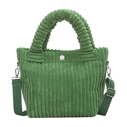 LOVIVER Cord-Einkaufstasche Lady Pouch Pocket Umhängetaschen Eimer Handtaschen für Shopping Work Party, GRÜN von LOVIVER