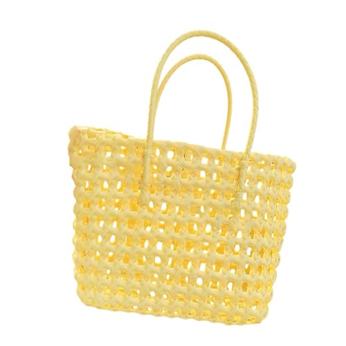 LOVIVER Damen Gewebte Handtasche Reisetasche Top Handle Bag für Pendeln Shopping Urlaub, Gelb von LOVIVER