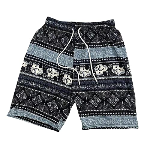 LOVIVER Damen Herren Strand Shorts Hippie Shorts Kleidung Kordelzug Kleidung Mode Bademode Thailand Elefant kurze Hose für Party Reisen Wandern, Blau von LOVIVER