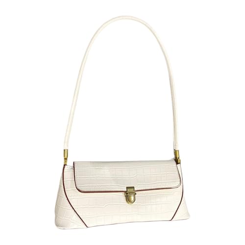 LOVIVER Damen PU- Unterarmtasche Clutch Chic Top Handle Handtasche für Pendler, Weiß mit Textur von LOVIVER