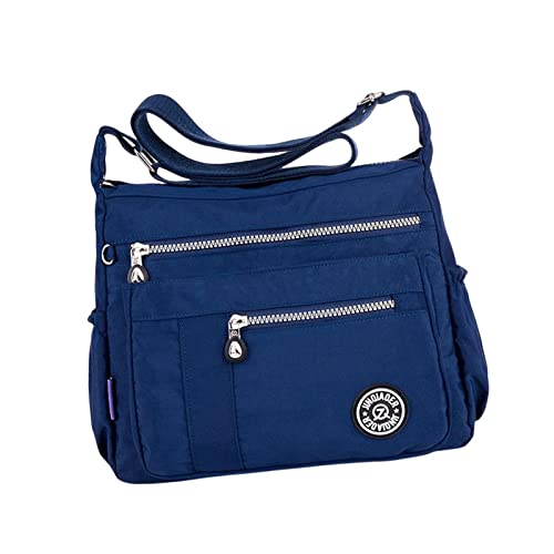 LOVIVER Damen Umhängetasche Mode Umhängetasche Damen Handtasche Reisetasche Große Kapazität Leichte Reißverschlusstaschen für Geschenk für Mutterparty, Dunkelblau von LOVIVER