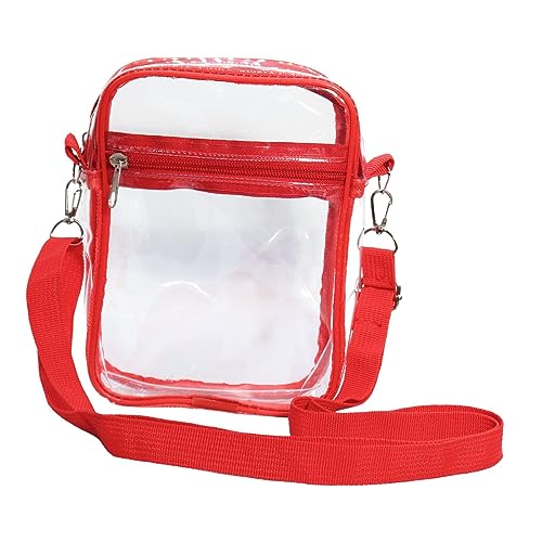 LOVIVER Durchsichtige Tasche, Transparente Tasche, Durchsichtiges PVC, Großes Fassungsvermögen, Sichtbare, Durchsichtige Geldbörse, Durchsichtige Umhängetasch, rot groß von LOVIVER