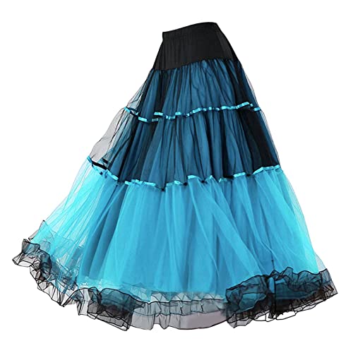 LOVIVER Eleganter Ballsaal Latin Dance Rock Klassische Damen Flamenco Waltz Stage Performance Latin Dress Long Swing Stufenrock, Blau von LOVIVER