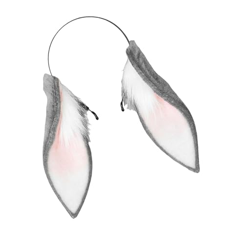 LOVIVER Faux Plüsch Hängeohren Pelzigen Tier Kopfbedeckung für Weihnachten Karneval Tanz Mädchen, Grau Und Weiß von LOVIVER