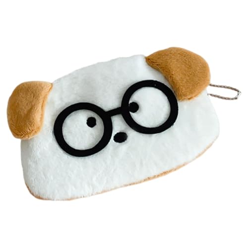 LOVIVER Federmäppchen in Plüschtierform, Schreibwarentasche aus Plüsch, Stifttasche, tragbar, Cartoon-Design, Mehrzweck-Make-up-Tasche für, Braunohrhund von LOVIVER