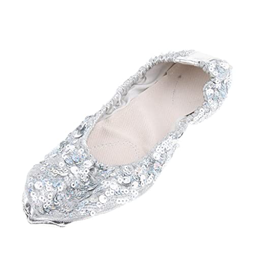 LOVIVER Frauen Mädchen Bauchtanzschuhe Rutschfeste Soft Sohlen Performance Schuhe, Silber, S von LOVIVER