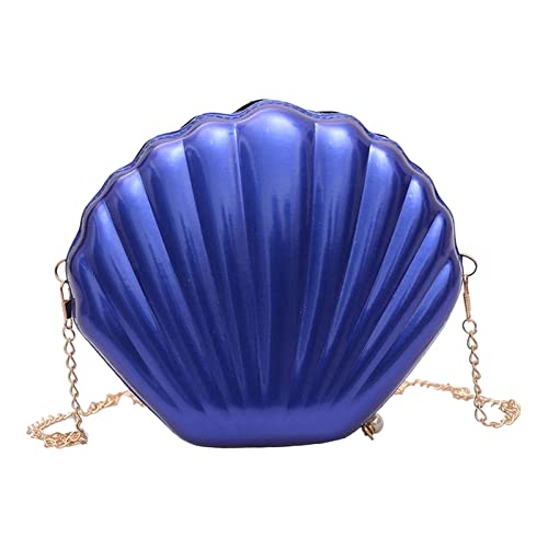 LOVIVER Frauen Muschelform Umhängetasche Tote Reißverschluss Geldbörse mit abnehmbarer Kette Satchel Clutch Handtaschen für Abend Reisen Hochzeit im Freien, Blau von LOVIVER