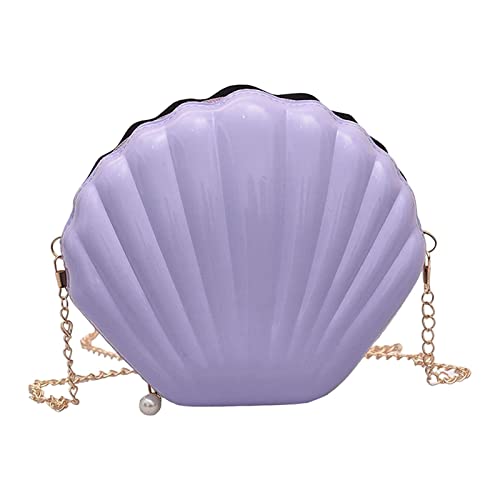 LOVIVER Frauen Muschelform Umhängetasche Tote Reißverschluss Geldbörse mit abnehmbarer Kette Satchel Clutch Handtaschen für Abend Reisen Hochzeit im Freien, Violett von LOVIVER