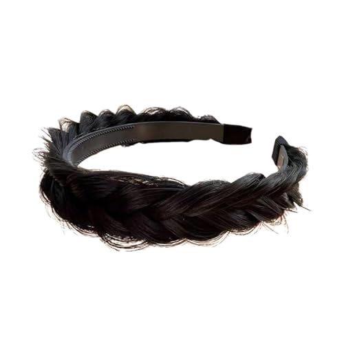 LOVIVER Geflochtenes Haarband, klobige Zöpfe, Kopfschmuck, Kopfbedeckung, Haar-Accessoire, gekreuzte Zöpfe, klobige Haarbänder für Frauen, Schwarz von LOVIVER