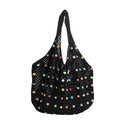 LOVIVER Gewebte Strand Sommertasche Mode gewebte Tasche für Party Frau Mädchen Urlaubsreise, Schwarz von LOVIVER