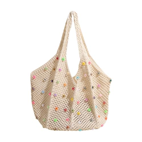 LOVIVER Gewebte Strand Sommertasche Mode gewebte Tasche für Party Frau Mädchen Urlaubsreise, Weiß von LOVIVER