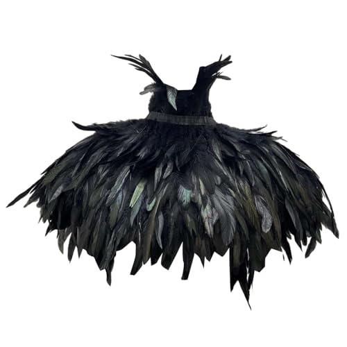 LOVIVER Gothic Kunstfeder Umhang Schal Cosplay Bequemer Schal Kunstfeder Umhang für Abschlussball Halloween Bühnenauftritt, Schwarz von LOVIVER