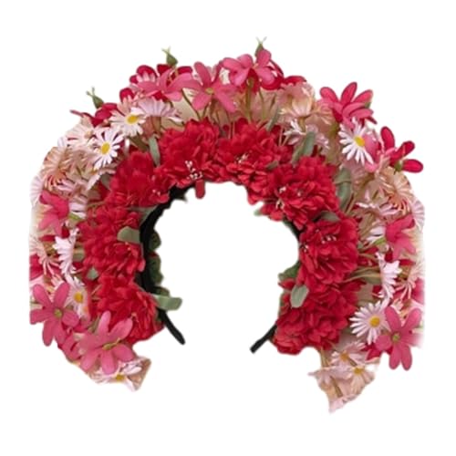 LOVIVER Han-chinesisches Blumen-Stirnband, Kopfschmuck, zarte doppelseitige Seidenblume, Damen-Cosplay-Haarband, Haar-Accessoire für Leistung, Rot von LOVIVER