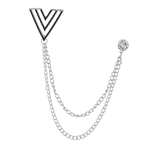LOVIVER Herren Brosche Anzug Pin Hochzeit Brosche Pin Hängende Ketten Strass Einfache Legierung Schmuck Anstecknadel Abzeichen für Hut Schal, Silber von LOVIVER