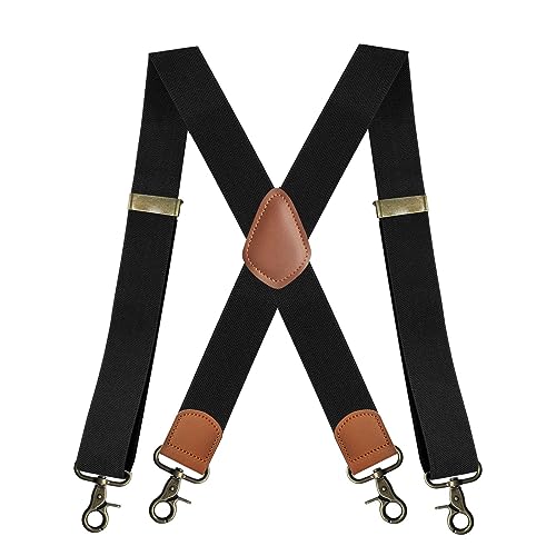 LOVIVER Herren-Hosenträger mit 4 Haken-Clips, 3,6 cm breit, X-Rückenlänge, verstellbar, vielseitig einsetzbar, robuste Hosenträger für Männer und Frauen, Schwarz LOVIVER Herren-Hosenträger mit 4 Haken-Clips, 3,6 cm breit, X-Rückenlänge, verstellbar, vielseitig einsetzbar, robuste Hosenträger für Männer und Frauen, Schwarz von LOVIVER