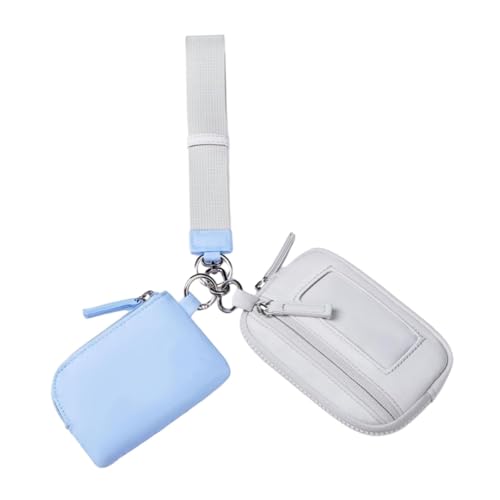 LOVIVER Keychain Armband Wallet Geldbörse Kartenaufbewahrung mit Reißverschlussbeutel Doppelbeutel Frauen für Reisende Straßenfischerei Einkaufswanderung, Blau Grau von LOVIVER