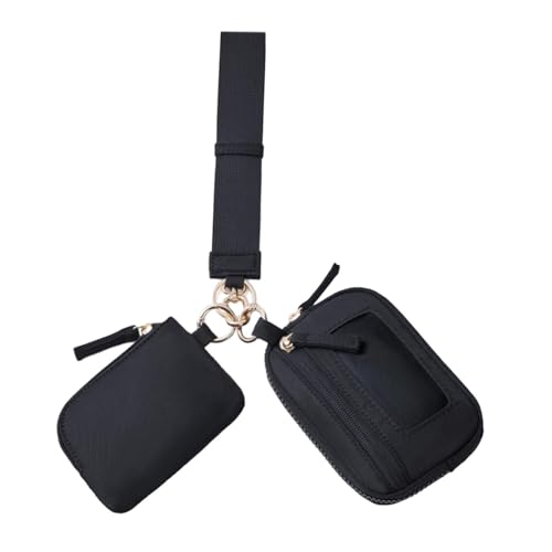 LOVIVER Keychain Armband Wallet Geldbörse Kartenaufbewahrung mit Reißverschlussbeutel Doppelbeutel Frauen für Reisende Straßenfischerei Einkaufswanderung, Schwarz von LOVIVER