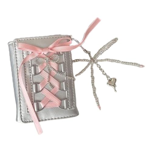 LOVIVER Kleine Geldbörse für Damen, leichte, Faltbare Kurze Geldbörse für den Weg zur Arbeit, mit Schleifenanhänger von LOVIVER