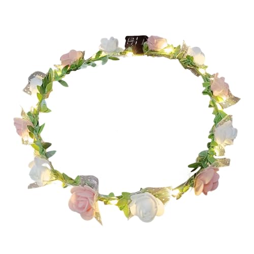 LOVIVER LED-Blumenstirnband, Girlanden-Haarband, süße Dekoration, leuchtendes Haarband, Kranz-Kopfschmuck für Hochzeit, Party, Geburtstagsgeschenk, Requisiten, Stil b von LOVIVER