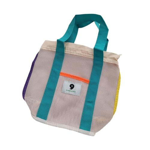 LOVIVER Mesh Beach Bag Handtasche Reisen Tasche Leichtes Einkaufstasche Pooltasche für Schwimmsport -Event Feiertagsfestival am Arbeitsplatz, Beigeblau von LOVIVER