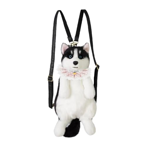 LOVIVER Niedlicher Rucksack in Welpenform mit verstellbaren Schultergurten Kinder, Rosa Karierter Schal von LOVIVER