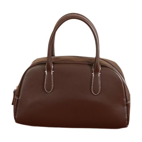 LOVIVER PU Damen Schultertasche Top Griff Handtasche Reißverschluss Damen Geldbörsen, Kaffee von LOVIVER