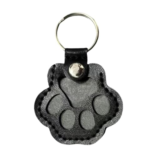 LOVIVER Pfotenförmiger Schlüsselanhänger für Tierhaare, Katzenhaar-Schlüsselring, PU-, handgefertigt, Andenken für Frauen, Tier-Schlüsselanhänger, Schwarz von LOVIVER