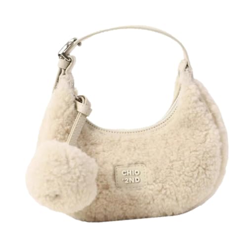 LOVIVER Plüsch-Einkaufstasche für Damen-Tasche Mini-Clutch-Modische Flauschige Fuzzy-Handtasche, Beige von LOVIVER