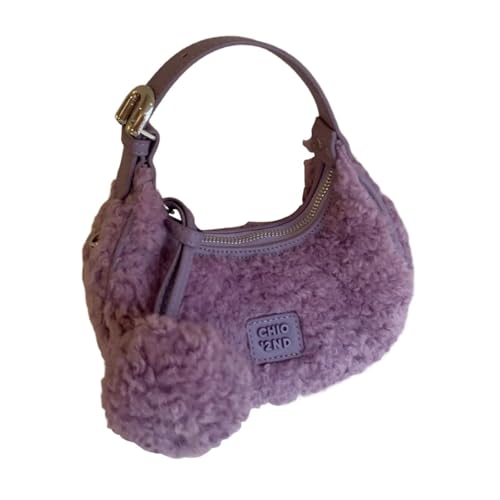 LOVIVER Plüsch-Einkaufstasche für Damen-Tasche Mini-Clutch-Modische Flauschige Fuzzy-Handtasche, Lila von LOVIVER