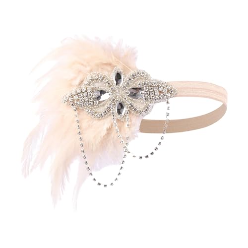 LOVIVER Retro Feder Stirnband Haar Kopfschmuck Requisiten Frauen Lady Stirnband Feder Kopfschmuck für Hochzeit Bühne Performance Party, Champagnerfarbe von LOVIVER