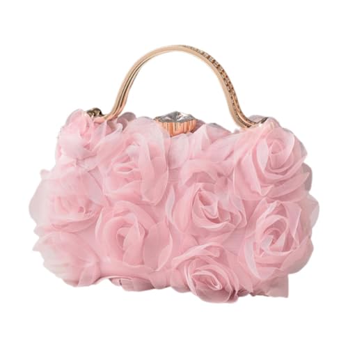 LOVIVER Rose Hand Bag Tragbare Geldbeutel für Handyschlüssel Lippenstift Hochzeit Prom Frau, Rosa von LOVIVER