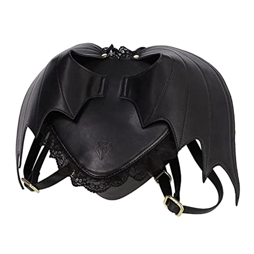 LOVIVER Schwarzer Rucksack mit Fledermausflügeln, verstellbare Schultergurte, Damen-Gothic-Tagesrucksack aus Leder von LOVIVER